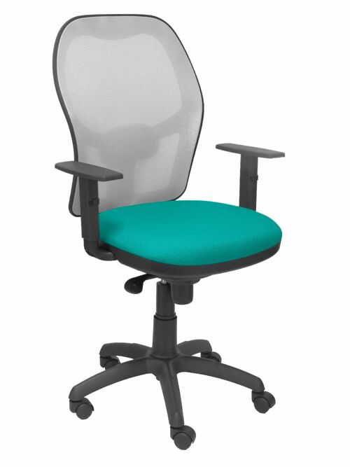 Silla Jorquera malla gris asiento bali verde claro