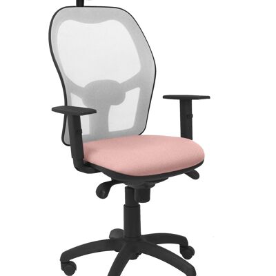 Silla Jorquera malla gris asiento bali rosa pálido con cabecero fijo