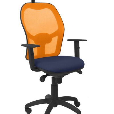 Silla Jorquera malla naranja asiento bali azul marino con cabecero fijo