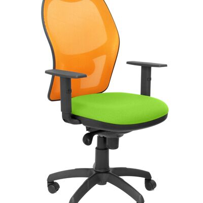 Jorquera orange mesh chair with pistachio green bali seat