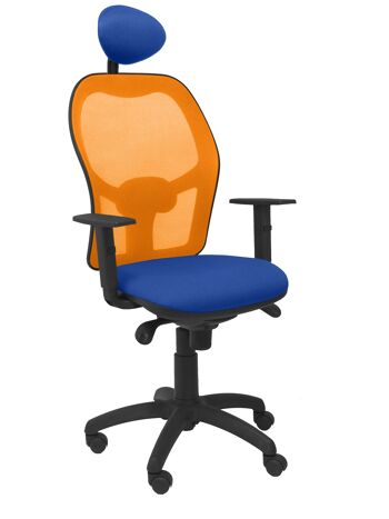 Chaise Jorquera résille orange siège bleu bali avec tête de lit fixe 1