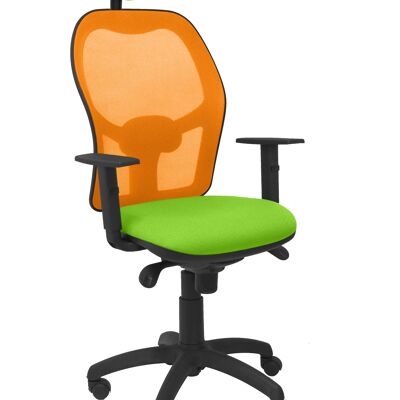 Silla Jorquera malla naranja asiento bali verde pistacho con cabecero fijo