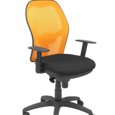 Jorquera orangefarbener Mesh-Stuhl mit schwarzem Bali-Sitz