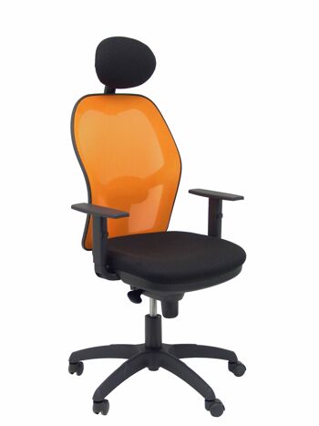 Chaise Jorquera résille orange siège bali noir avec tête de lit fixe 1