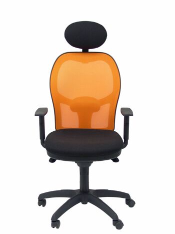 Chaise Jorquera résille orange siège bali noir avec tête de lit fixe 3