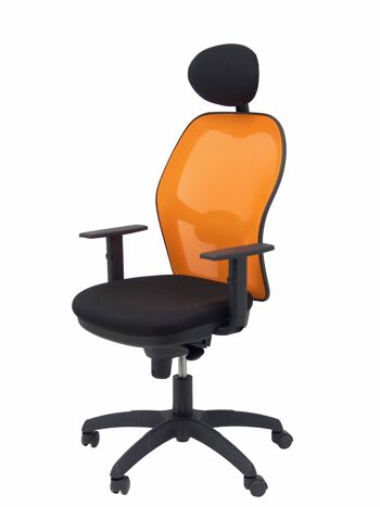Chaise Jorquera résille orange siège bali noir avec tête de lit fixe 4
