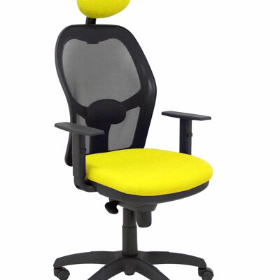 Silla Jorquera malla negra asiento bali amarillo con cabecero fijo