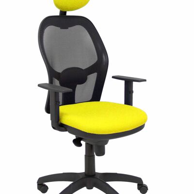 Silla Jorquera malla negra asiento bali amarillo con cabecero fijo