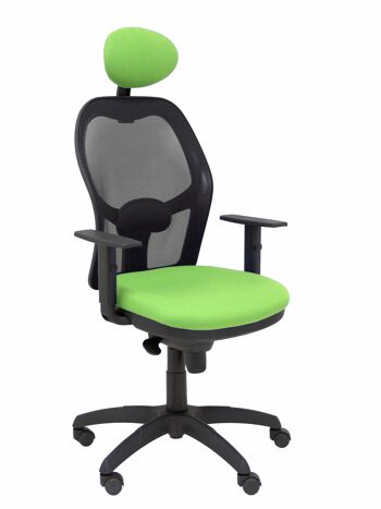 Chaise Jorquera en résille noire avec assise bali vert pistache et tête de lit fixe 1