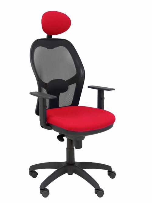 Silla Jorquera malla negra asiento bali rojo con cabecero fijo