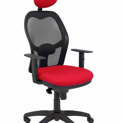 Silla Jorquera malla negra asiento bali rojo con cabecero fijo