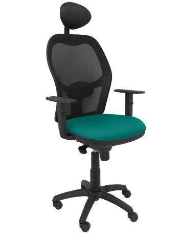 Chaise Jorquera résille noire siège bali vert clair avec tête de lit fixe 2