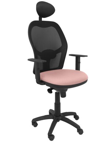 Chaise Jorquera résille noire siège bali rose pâle avec tête de lit fixe 2