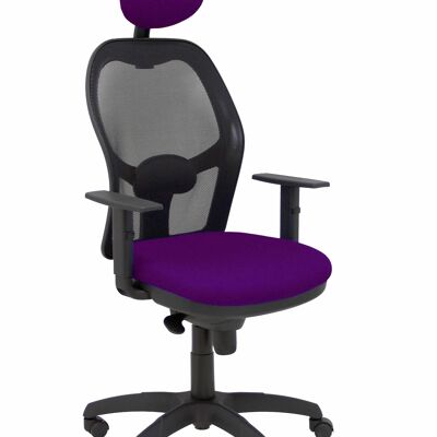 Silla Jorquera malla negra asiento bali morado con cabecero fijo