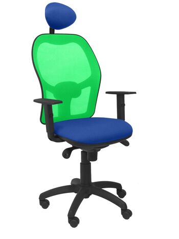 Chaise Jorquera résille verte siège bleu bali avec tête de lit fixe 1