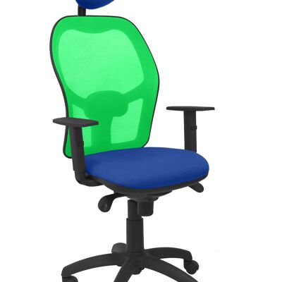Silla Jorquera malla verde asiento bali azul con cabecero fijo