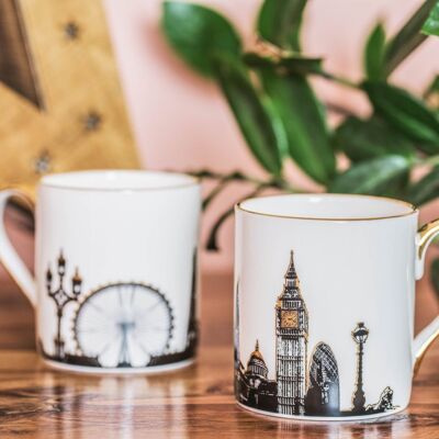 London Skyline Mug - Gold handle