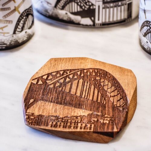 Tyne Bridge wood coaster - irregular sided
