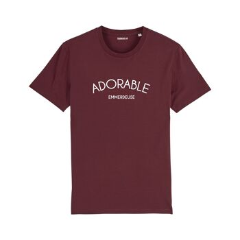 T-shirt "Adorable emmerdeuse" - Femme - Couleur Bordeaux