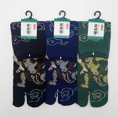 Chaussettes tabi japonaises Divinités du Vent et de la Foudre, fabriquées au Japon Fr 40 - 45