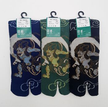 Chaussettes tabi japonaises Divinités du Vent et de la Foudre, fabriquées au Japon Fr 40 - 45 2