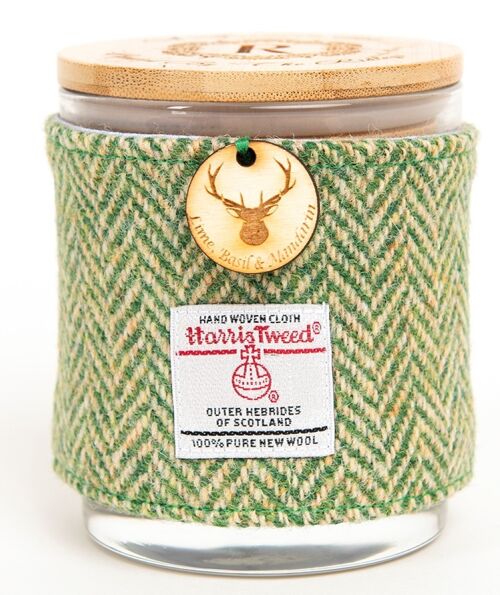 Harris Tweed Wrapped Lime, Basil and Mandarin Scented Soy Candle