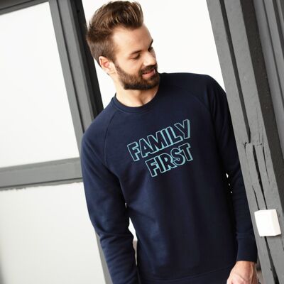 Sweatshirt "Family First" - Man - Color Navy Blue