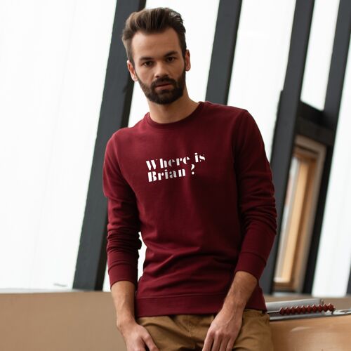 Sweat-shirt "Where is Brian ?" - Homme - Couleur Bordeaux