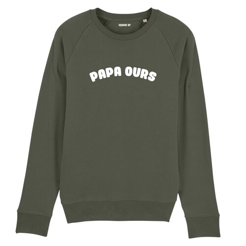 Sweat-shirt "Papa ours" - Homme - Couleur Kaki