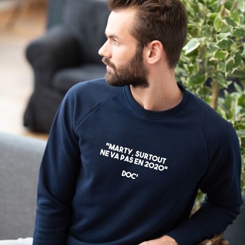 Sweat-shirt "Marty, surtout ne va pas en 2020" - Homme - Couleur Bleu Marine