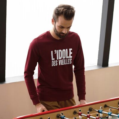 Sweat-shirt "L'idole des vieilles" - Homme - Couleur Bordeaux