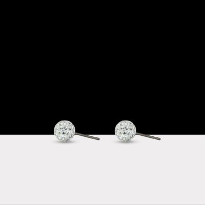 Boucles d'Oreilles Boule Disco Classique 6mm Argent