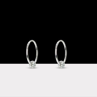 Boucles d'Oreilles Classiques Boule Disco Evelyn Créoles Argent