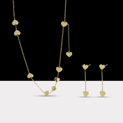 Classic Heart Necklace & Earring Set Gold