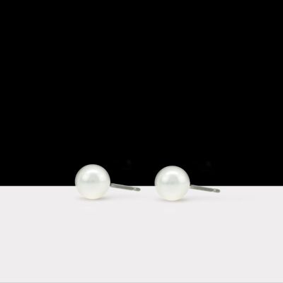 Aretes de Perlas Clásicas de 6mm Plata