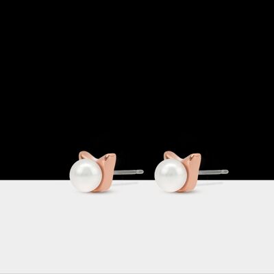 Klassische Perlen-Katzen-Ohrringe Rose