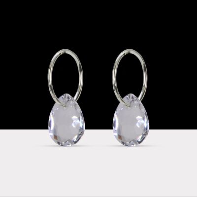 Boucles d'oreilles créoles classiques Evelyn en cristal clair de Swarovski Argent