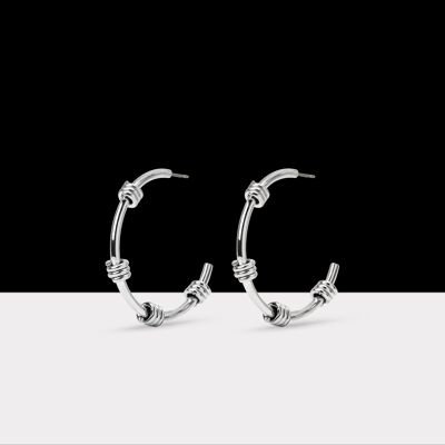 Edge Barbed Wire Bangle Earrings Silver