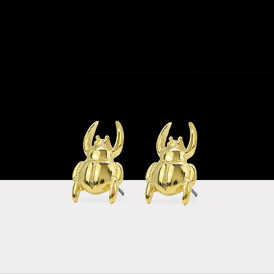 Edge Beetle Earrings Gold