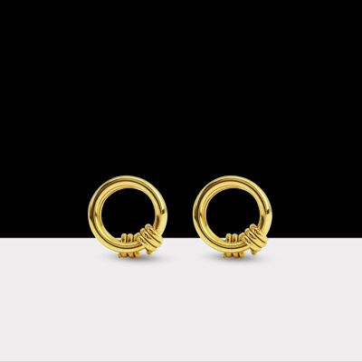 Edge Barbed Wire Stud Earrings Gold