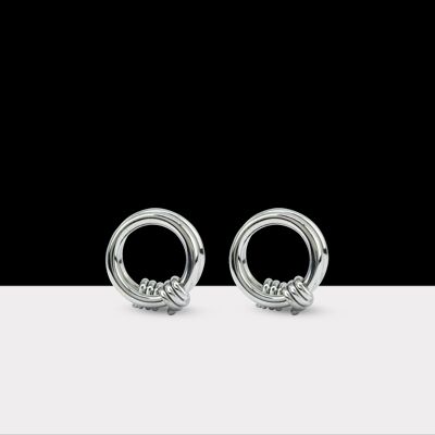 Edge Barbed Wire Stud Earrings Silver