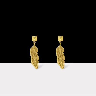 Pendientes Pluma Borde Oro