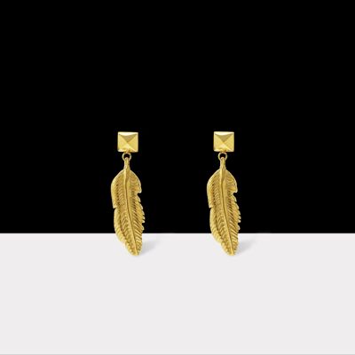 Edge Feather Earrings Gold