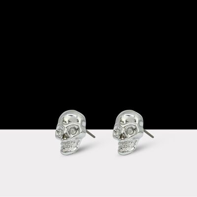 Edge Skull Earrings Silver