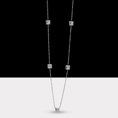 Edge Stud Necklace Silver