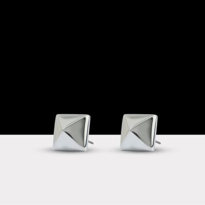 Edge Stud Earrings Silver