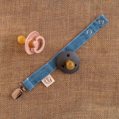 Organic Cotton Denim Pacifier Clip