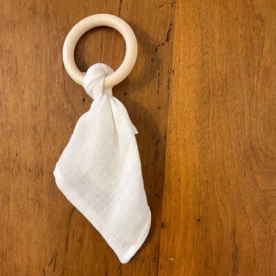 Original baby comforter in organic cotton & wooden teething ring