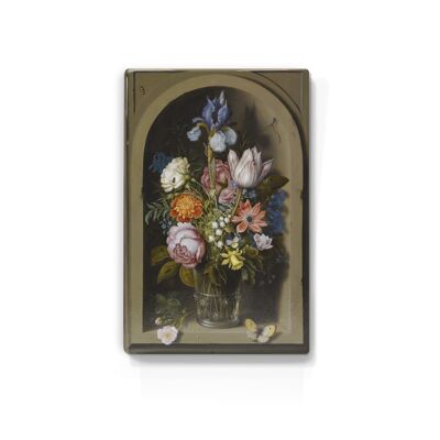 Laqueprint, Bloemen in stenen nis - Ambrosius Bosschaert de Oude