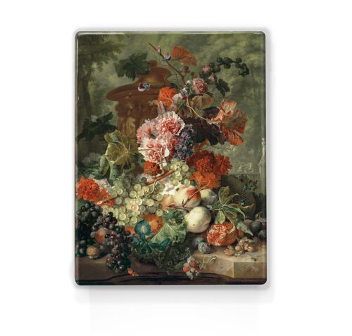 Laqueprint, Stilleven met bloemen en vruchten2 - Jan van Huysum